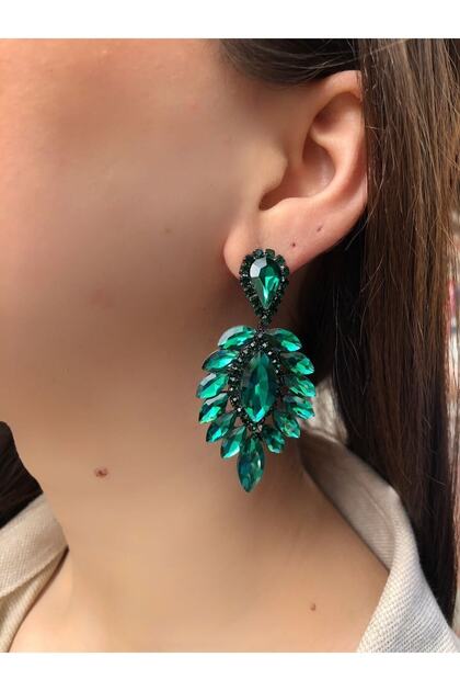 sachin and babi light blue dress EMERALD GREEN EARRINGS| Rebekajewelry main image 1