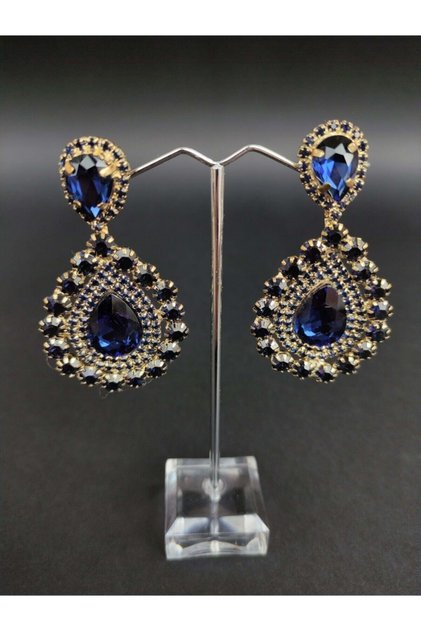 Navy Blue Crystal Stone Henna Wedding Bridal Earring – Bijoux Earring – Bijoux Earring – Bijoux Earring