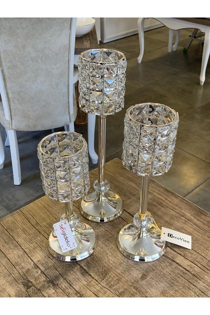 Mumluk 3 Lü Metal Gümüş Aym3076b