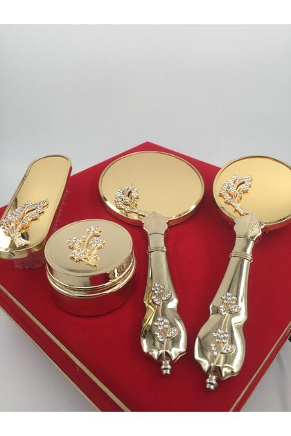 Aybeaglobal Lüx Ayna Tarak Seti Çeyizlik Set Gold