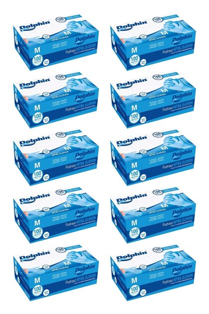 Mavi Nitril Eldiven Pudrasız (m) 100lü Paket 10 Adet
