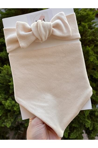 Double Layer Ribbed Baby Scarf & Drool Bib And Bandana Set With Two Snaps