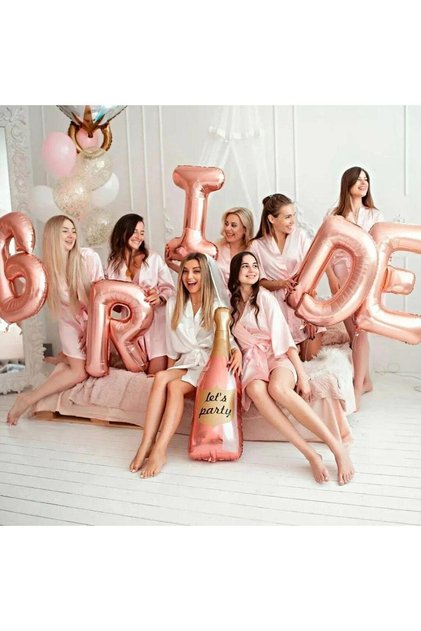 Bride Written Foil Balloon Concept Rose Gold Colored Bachelorette Party Themed Each Letter 70 cm