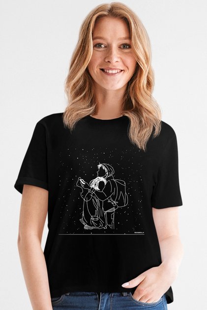 Women's Black Snow Falls Short Sleeve T-shirt