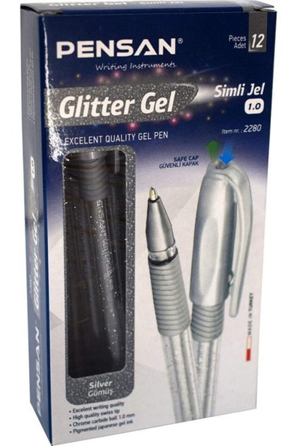 Silver Glitter Gel Ballpoint Pen Gel Glitter 1.0 Mm Silver (PACK OF 12)