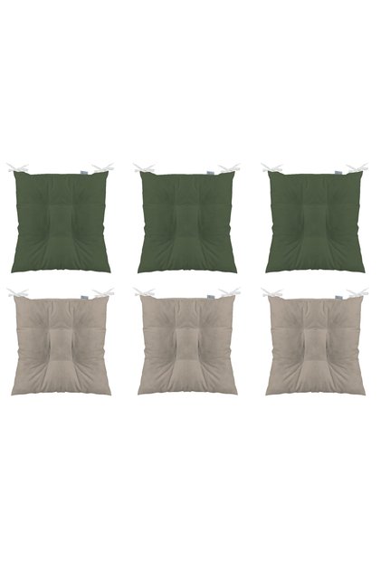 6-Piece Combination Fluffy Square Chair Cushion 40 X 40 Cm Khaki-beige