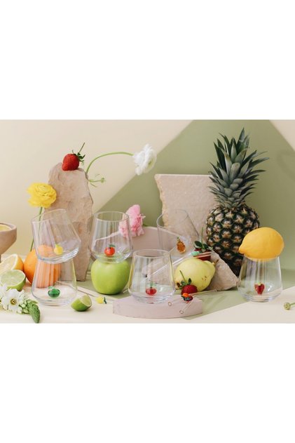 Handmade Glass Fruit Figure Cups (Piece of 6)