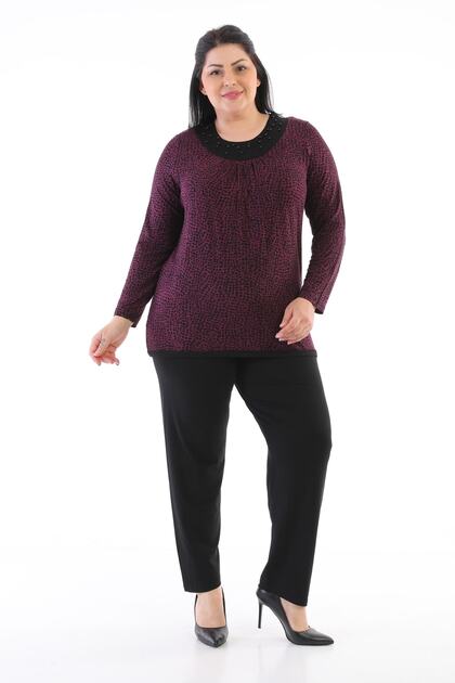 Plus Size Viscose Patterned Blouse