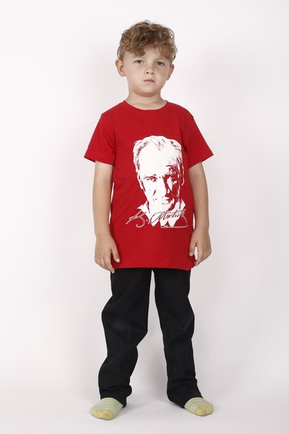 Unisex Children 23 April 29 October Special Day Short Sleeve Ataturk Printed T-shirt Trousers