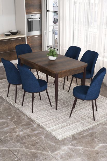 Rovena Leona Barok Desen 80x132 Mdf Açılabilir Mutfak Masası Takımı 6 Adet Sandalye - 1