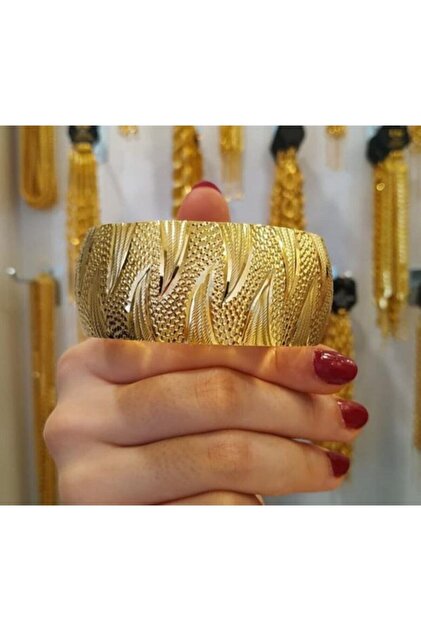 barisiva gold 22 Ayar Altın Kaplama Kadın 2 Cm Eninde Bilezik