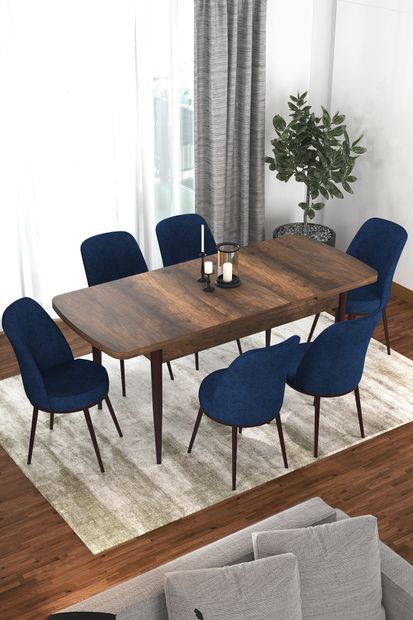 Rovena Leona Barok Desen 80x132 Mdf Açılabilir Mutfak Masası Takımı 6 Adet Sandalye - 2