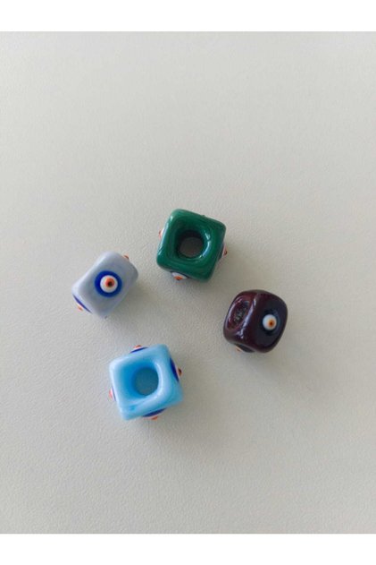 Murano Glass Beads - Square Evil Eye - Set4 (4 Pieces)