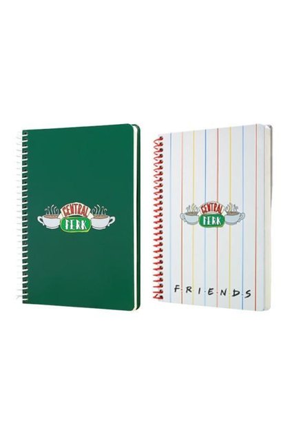 Friends White and Green Central Perk Boutique Notebook with Spiral - 96 Sheets with Stripes, 17X24