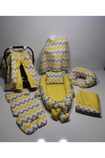 Sarı Zikzak 7 Parça Babynest Seti