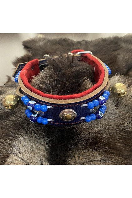 2 Zilli Kangal Köpek Tasması Hakiki Deri Siyah