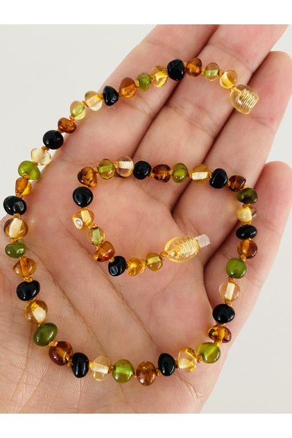 Baltık Damla Kehribar Yeşil Multicolor Renk Kolye ve Hediye turkuaz bileklik