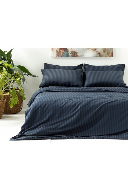 Crystal Silky Twill Super King Duvet Cover Set 260X220 cm Night Blue