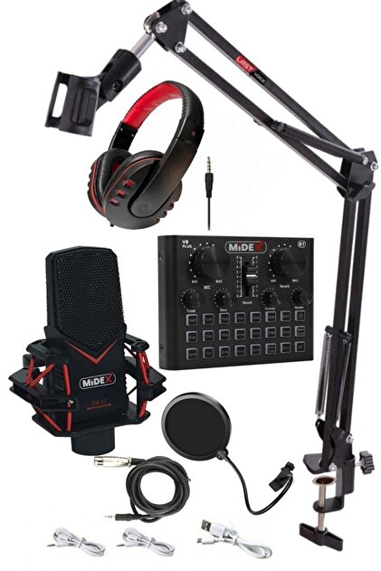 Midex Gmx-1 Record Head Set Condenser Mikrofon Kulaklık Ses Kartı