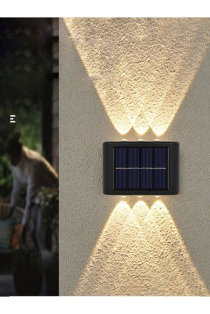 2'li Güneş Enerjili Dekoratif Duvar Aplik Led Aydınlatma Gün Işığı 6 Ledli