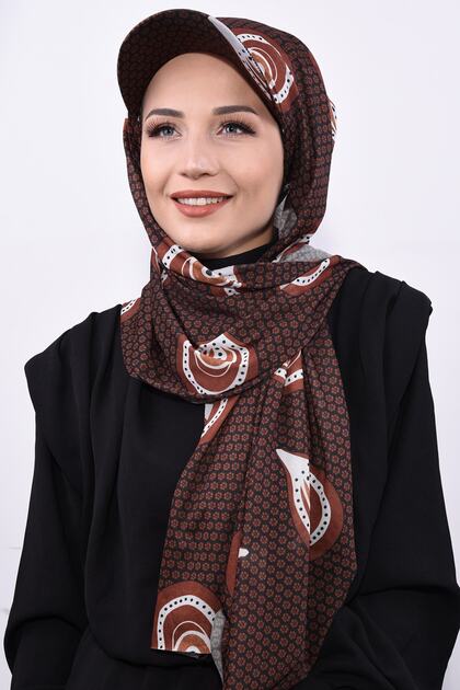 Hat Patterned Shawl Brown