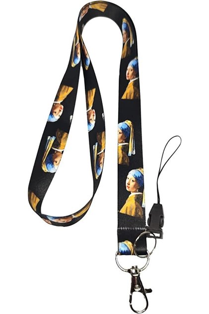 Girl Neck Lanyard Phone Strap with Pearl Earrings