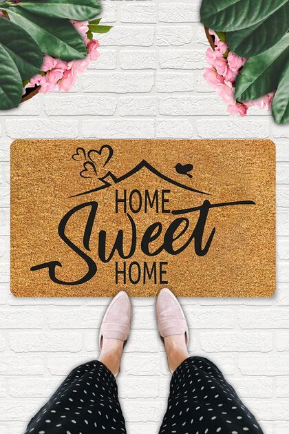 Kelebek Home Sweet Home Design Coco Look Decorative Door Front and Indoor Mat