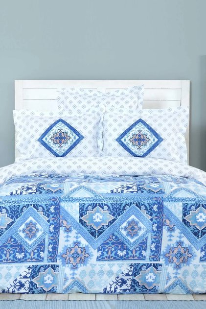 Alondra Blue 100% Cotton Double Duvet Cover Set