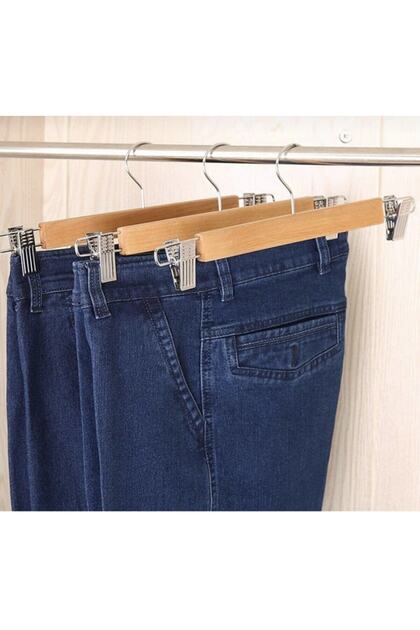 Wooden Natural Dress Clothes Hanger Latched Trouser Skirt Hanger 12 Luxury Hangers