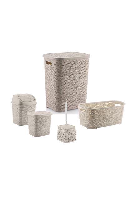 5 Parça Banyo Seti Kirli Çamaşır Sepeti