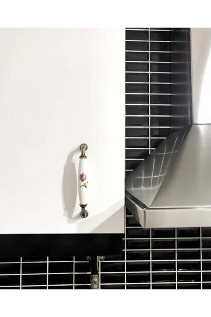 Porcelain Cabinet Kitchen Drawer Furniture Handle Antique Pink Floral 128mm (12.8cm) Aks.-30052023