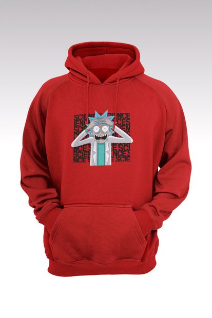 Tonny Mood Erkek Rick And Morty 145 Kırmızı Kapşonlu Sweatshirt - Hoodie - 1