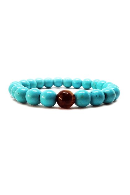 Turquoise Tiger Eye Natural Stone Women's Bracelet 72384bl