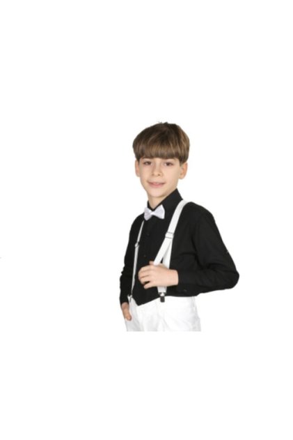 Bow Tie Suspender Set White