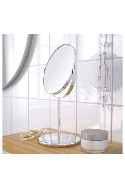Ayna Ayaklı Banyo Makyaj Tıraş Aynası Bır Taraf Büyüteçli Çap 17 Cm Yükseklik 33 Cm