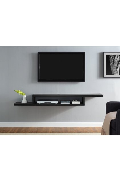 Siyah 180 cm Tv Ünitesi Tv Standı Duvar Rafı Kitaplık
