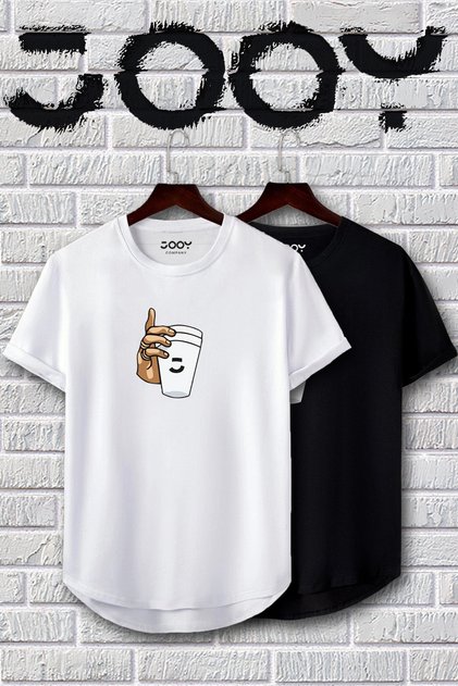 Black and White Oval Cut Glass Design Tshirt Set of 2