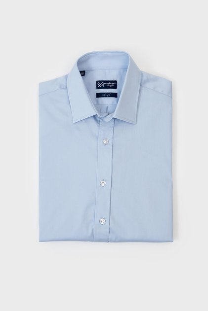 Men's Light Blue Satin Cotton Modern Fit Shirt