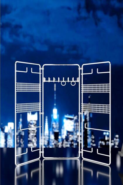 Teknotel Takı Aksesuar Standı Dekoratif Organizer Krom EG210