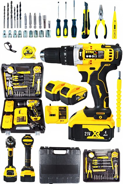 STAXX POWER Turbo Darbeli Şarjlı Matkap Lion Çift Akülü 21v 4ah