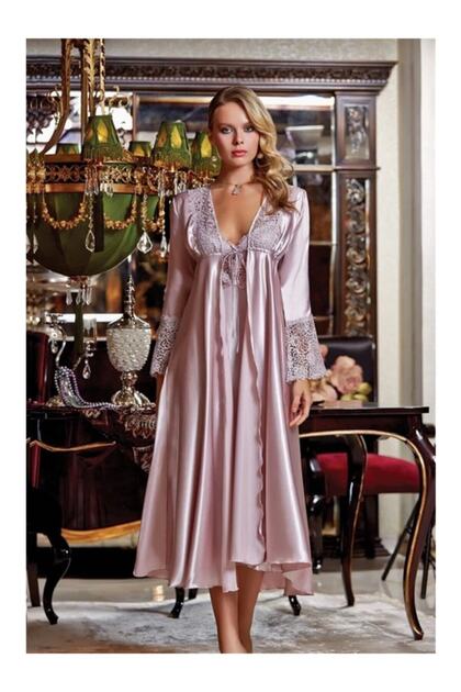 Women's Powder Dowry Silk Satin Lace Long Set of Six - 441
