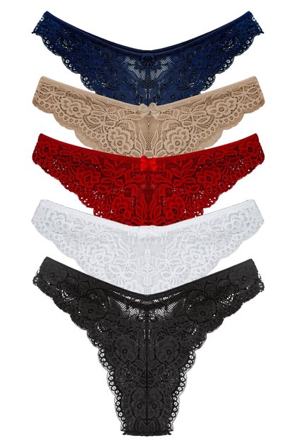 5-Piece Full Lace High Waist Brazilian Women's Panties