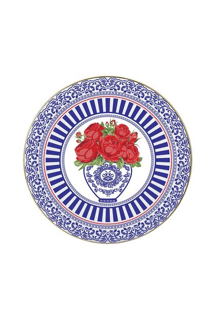 Blue Blanc Kırmızı Gül Tabak 23 cm