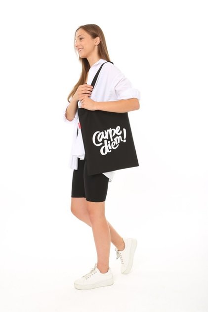 Black Cloth Bag Carpediem Printed