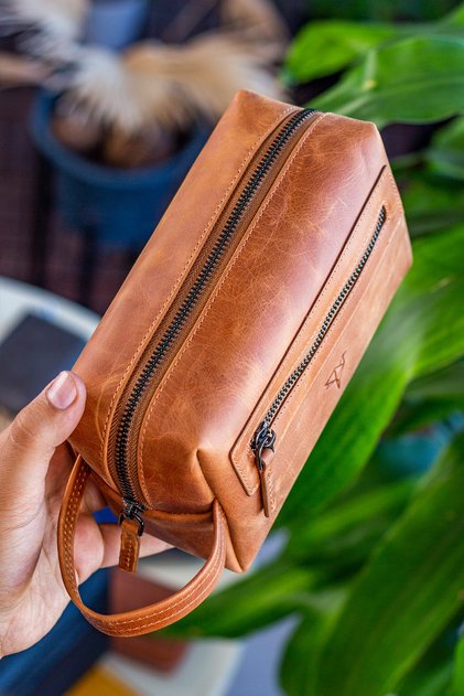 Genuine Leather Handle, Zippered Side Compartment, Unisex