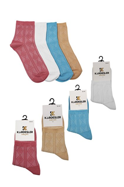 Women's Multicolored Half Conch Cotton Socks Patterned Pack of 4