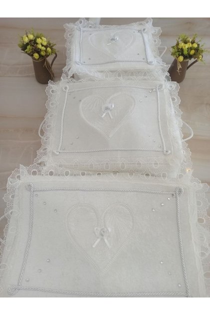 3-Piece Velvet Ruched Heart Motif Quintessential Engagement Bridal Groom Hurcu