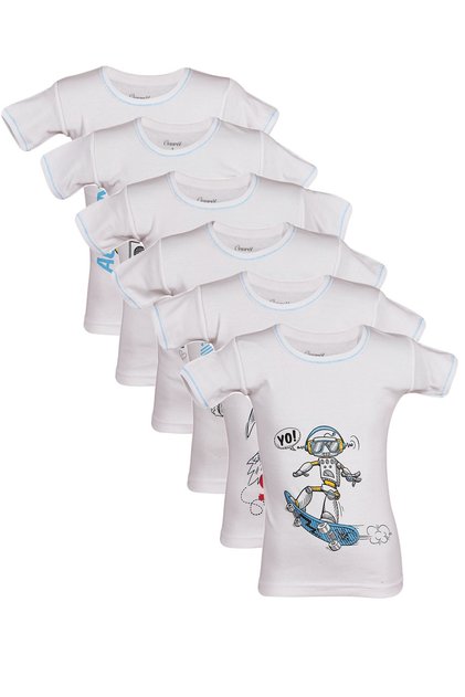 Boys' 100% Cotton 6-Pack Printed Undershirts Half Sleeve Undershirts