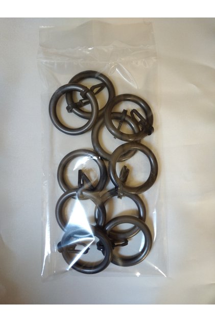 Rustic Curtain Ring and Clip Anthracite Color - 10 Pieces