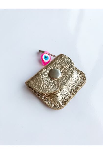 Baby Cevşen Prayer Pendant Amulet Genuine Leather Handmade Gold Color